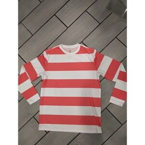Wheres Waldo Striped Long Sleeve T Shirt Adult Large Red White Cosplay Costume